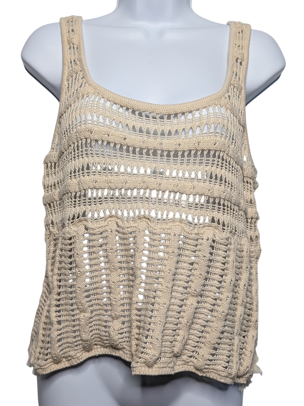 Old Navy Seaside Cotton Womens Large Open Knit Crochet Boho Tank Festival Top